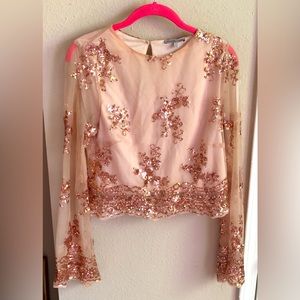 Light Peach Sequined Top Sz S